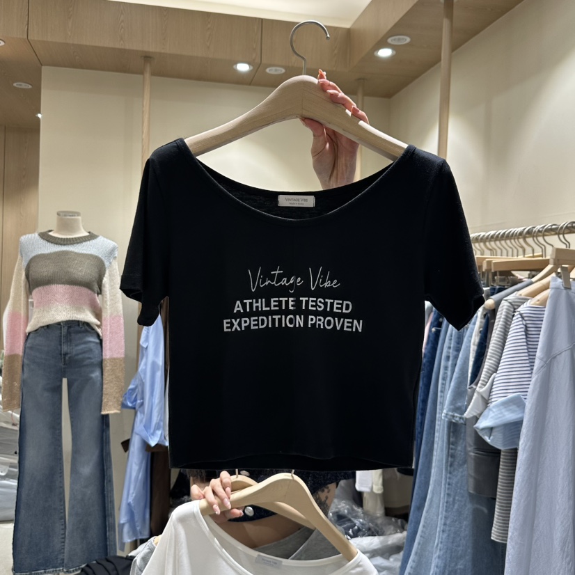 VINTAGE VIBE韓國㊣直郵東大門代購女裝新款人氣休閑T恤復古VINTAGE VIBET恤圖色3
