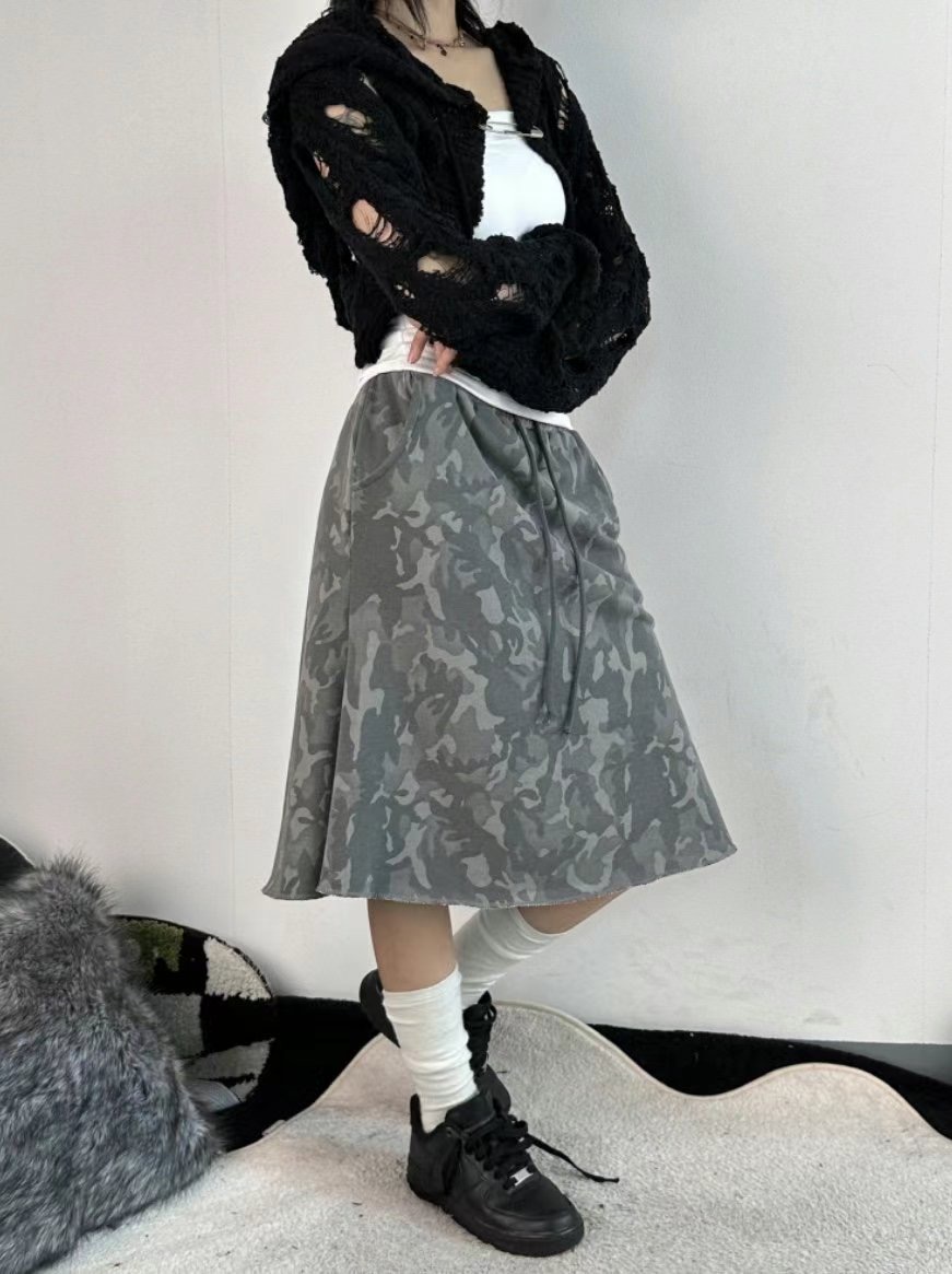 UGIPAL韓國直郵㊣東大門實拍女裝新品人氣半身裙中短裙迷彩UGIPAL半身裙/中短裙