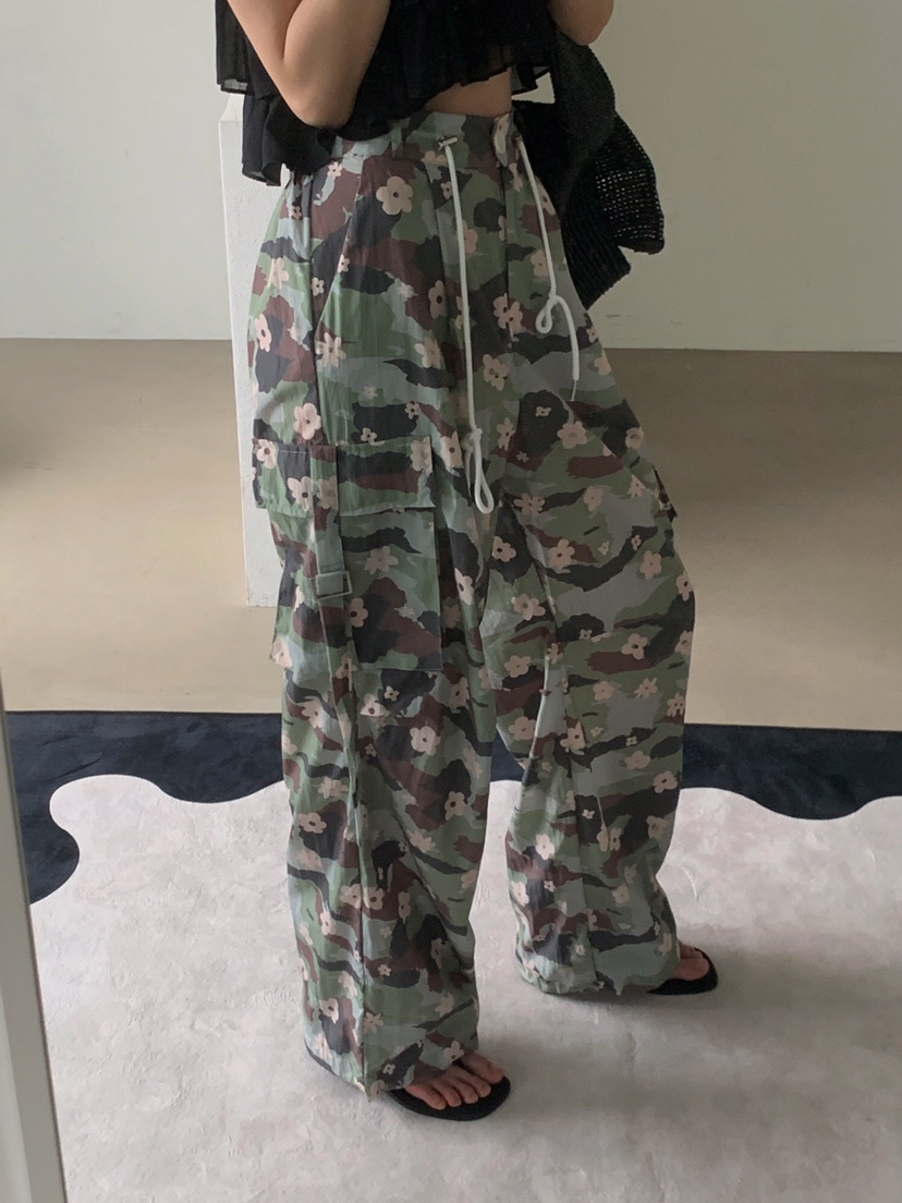 VERANDA直郵韓國代購㊣女裝新款時尚休閑推薦25春夏休閑褲迷彩VERANDA休閑褲