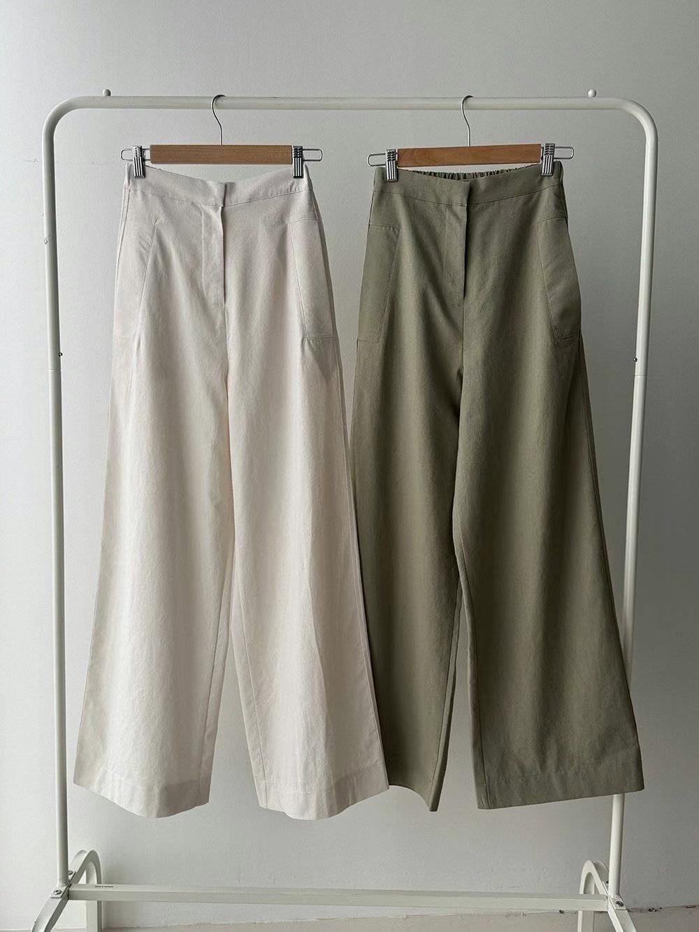 DRESS UP韓國直郵㊣女裝新款休閑人氣時尚休閑褲亞麻布口袋DRESS UP休閑褲