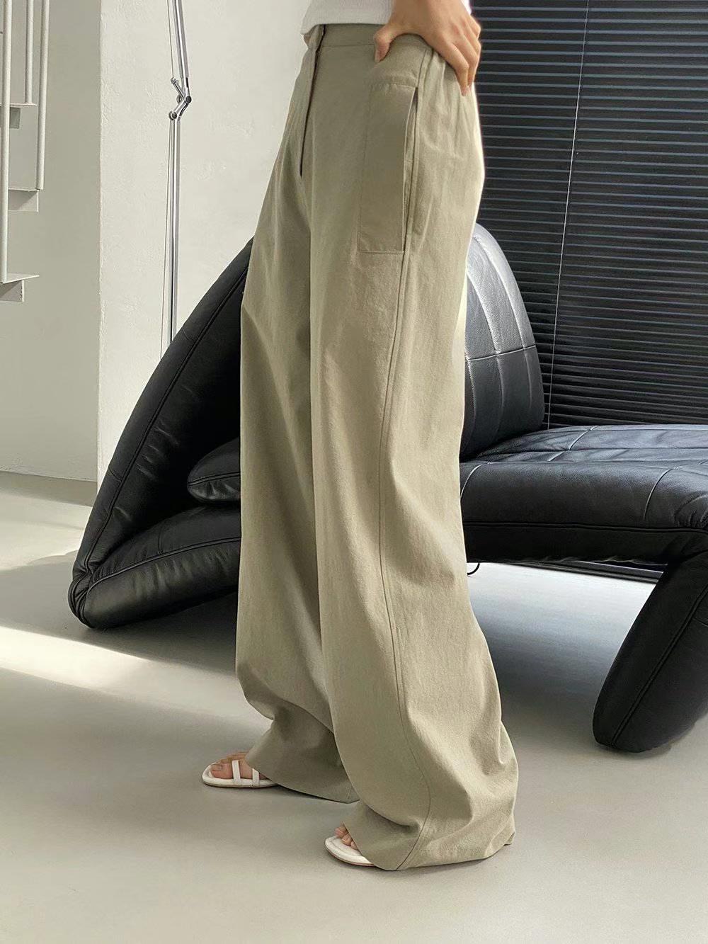 DRESS UP韓國直郵㊣女裝新款休閑人氣時尚休閑褲亞麻布口袋DRESS UP休閑褲