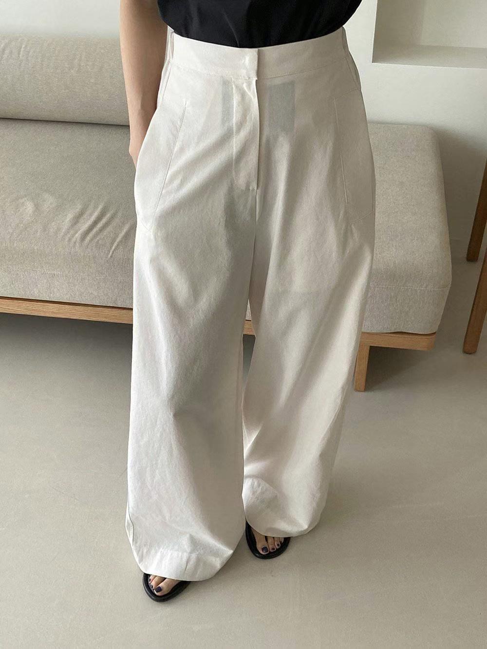 DRESS UP韓國直郵㊣女裝新款休閑人氣時尚休閑褲亞麻布口袋DRESS UP休閑褲