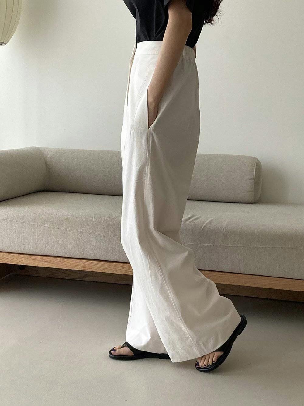 DRESS UP韓國直郵㊣女裝新款休閑人氣時尚休閑褲亞麻布口袋DRESS UP休閑褲