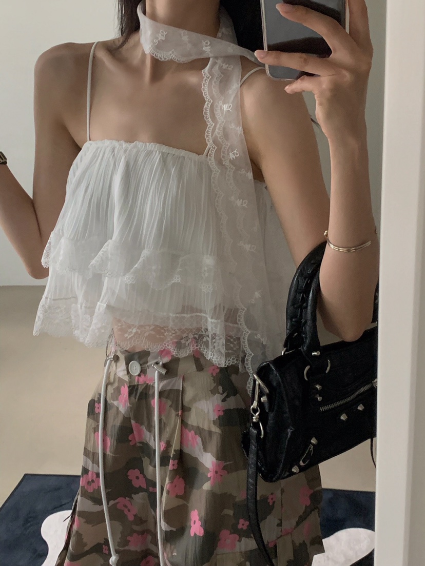 VERANDA韓國㊣直郵東大門代購女裝新款時尚休閑吊帶背心蕾絲VERANDA吊帶/背心