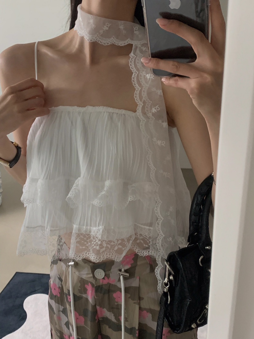 VERANDA韓國㊣直郵東大門代購女裝新款時尚休閑吊帶背心蕾絲VERANDA吊帶/背心