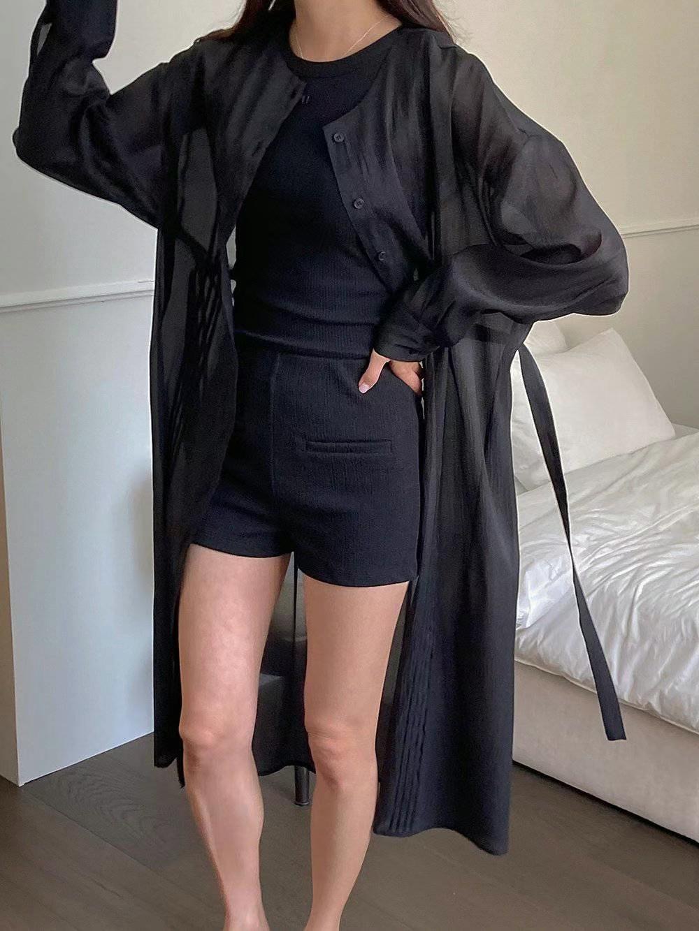 DRESS UP韓國直郵㊣東大門實拍女裝新款休閑25春夏連衣裙透明DRESS UP連衣裙