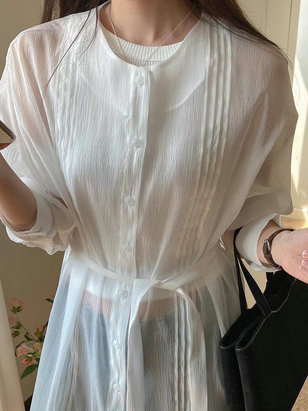 DRESS UP韓國直郵㊣東大門實拍女裝新款休閑25春夏連衣裙透明DRESS UP連衣裙
