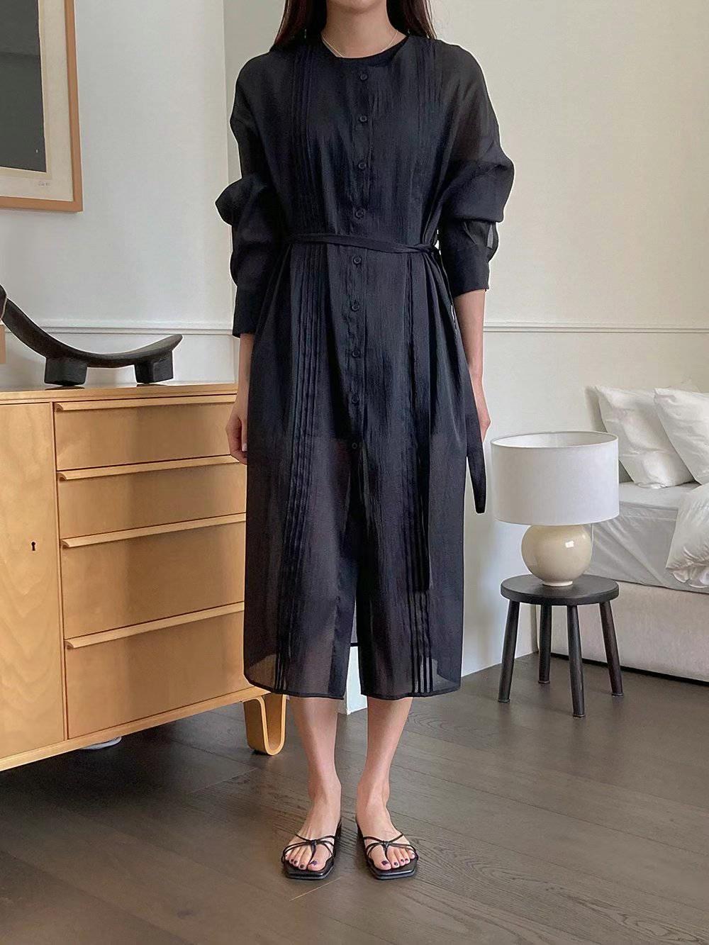 DRESS UP韓國直郵㊣東大門實拍女裝新款休閑25春夏連衣裙透明DRESS UP連衣裙圖色2