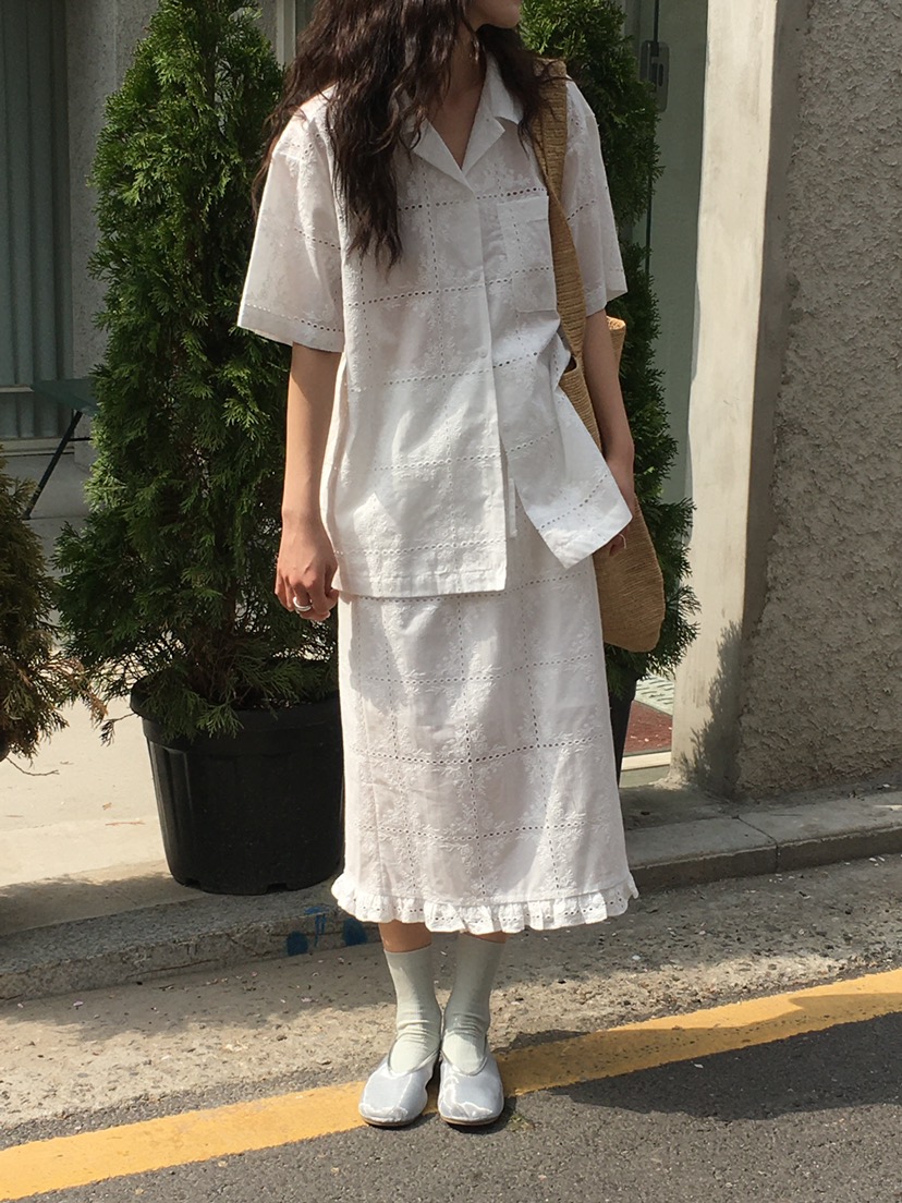 OURS韓國直郵㊣東大門實拍女裝新款熱賣休閑襯衫蕾絲衫蕾絲OURS襯衫/蕾絲衫
