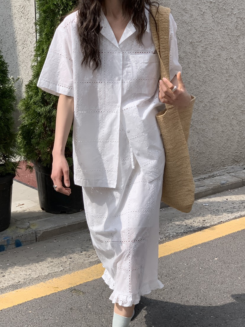 OURS韓國直郵㊣東大門實拍女裝新款熱賣休閑襯衫蕾絲衫蕾絲OURS襯衫/蕾絲衫