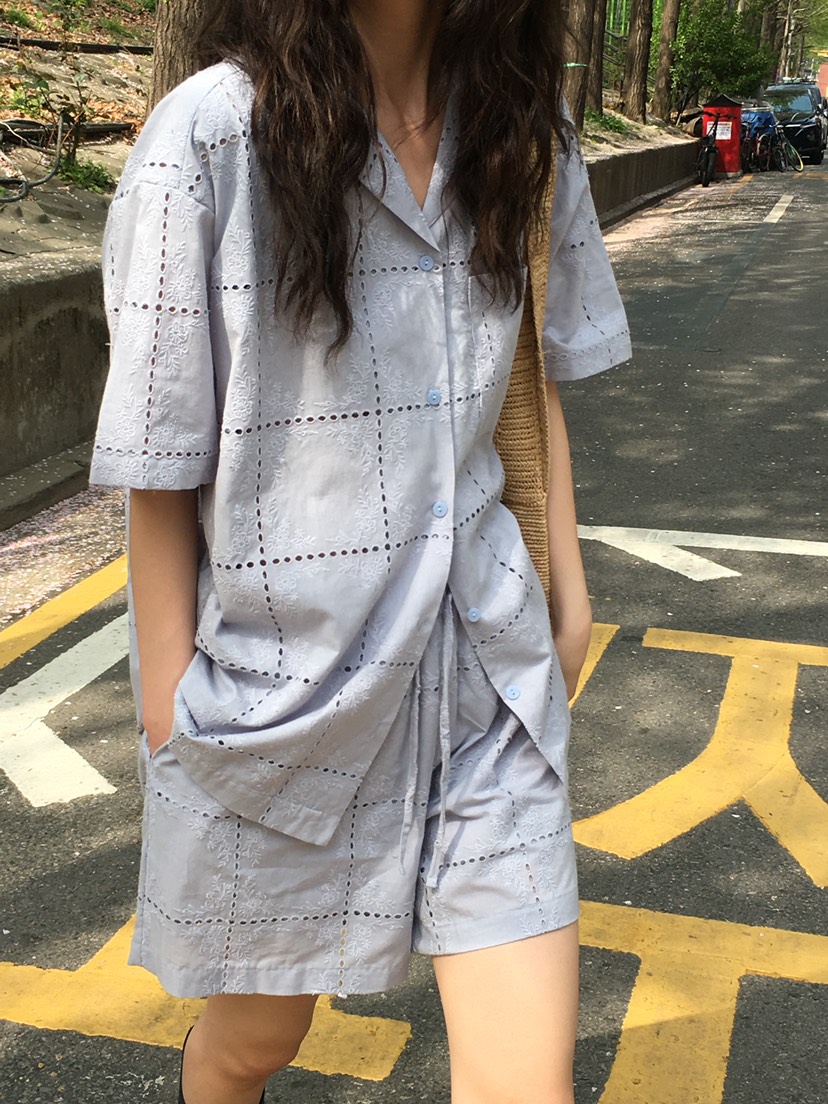OURS韓國直郵㊣東大門實拍女裝新款熱賣休閑襯衫蕾絲衫蕾絲OURS襯衫/蕾絲衫