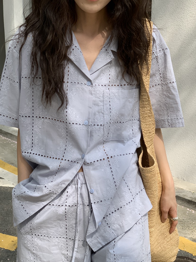 OURS韓國直郵㊣東大門實拍女裝新款熱賣休閑襯衫蕾絲衫蕾絲OURS襯衫/蕾絲衫