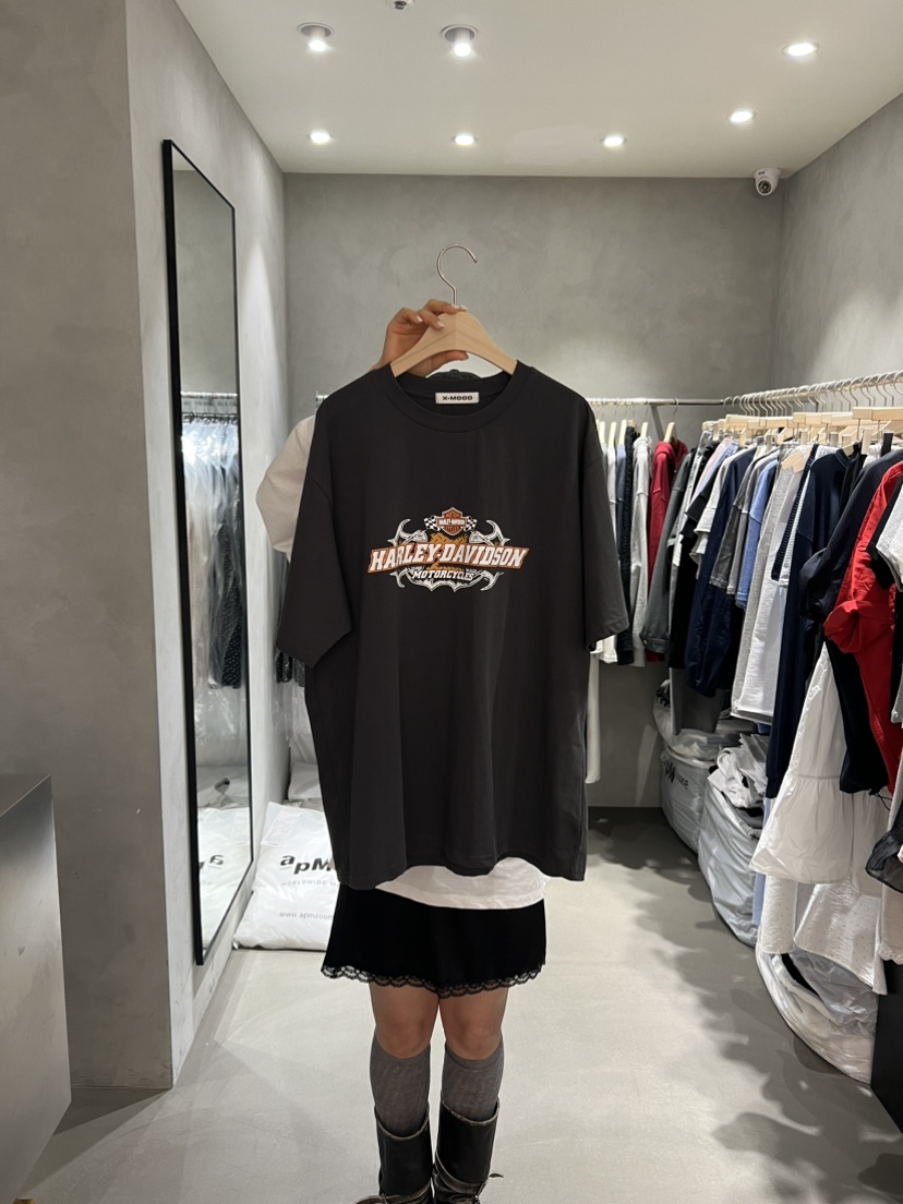 X-MOOD直郵韓國代購㊣女裝新品人氣休閑熱賣推薦25春夏T恤X-MOODT恤圖色2