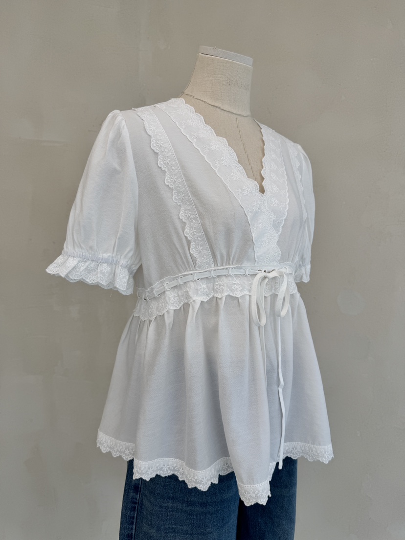 LAUNDRY韓國直郵㊣東大門實拍女裝新品25春夏襯衫蕾絲衫蕾絲LAUNDRY襯衫/蕾絲衫