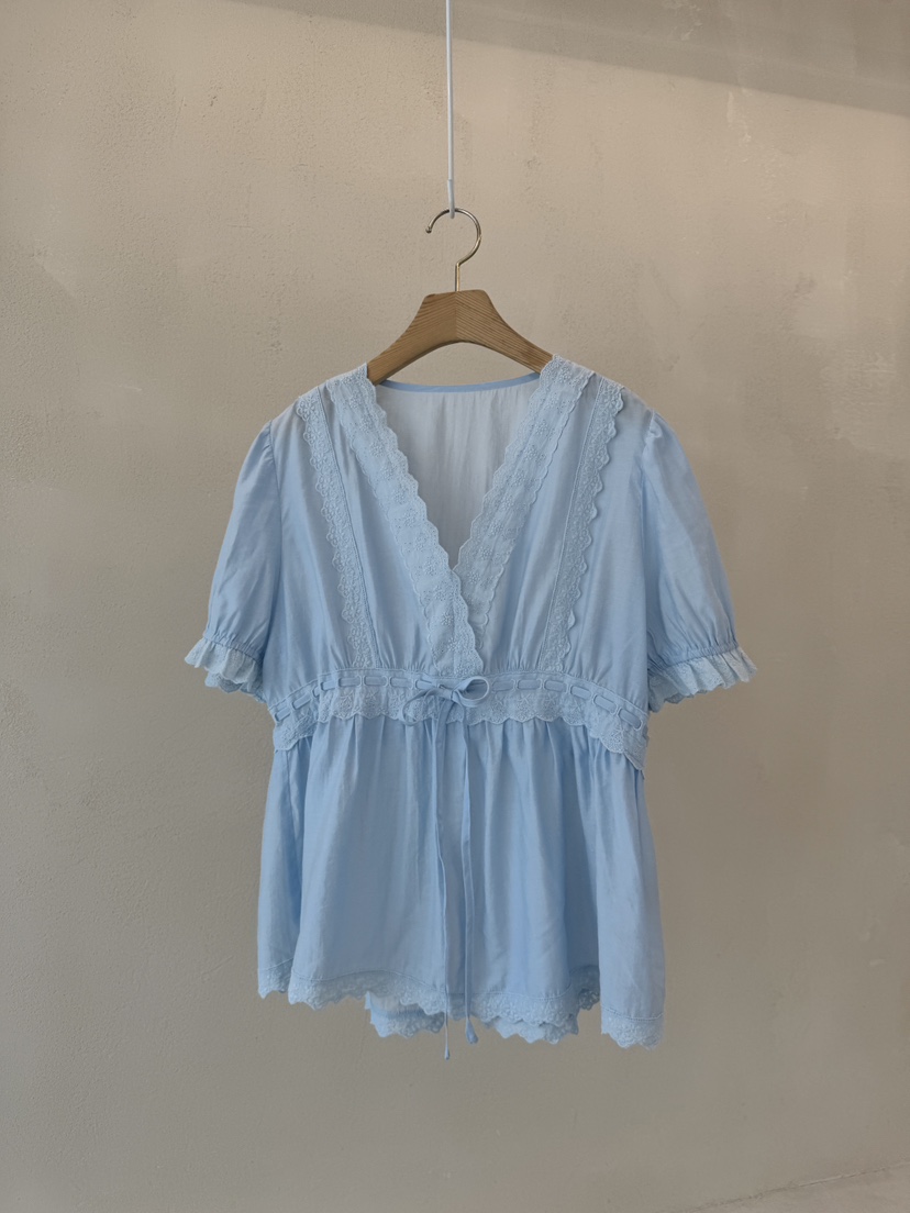 LAUNDRY韓國直郵㊣東大門實拍女裝新品25春夏襯衫蕾絲衫蕾絲LAUNDRY襯衫/蕾絲衫圖色2