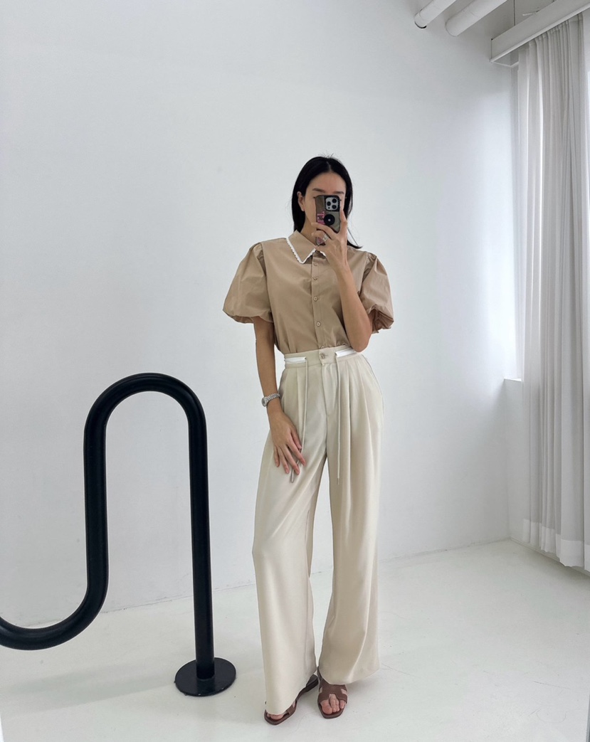MABEL-Q直郵韓國代購㊣女裝新款人氣休閑熱賣25春夏襯衫蕾絲衫SOUIT by mabel-Q襯衫/蕾絲衫