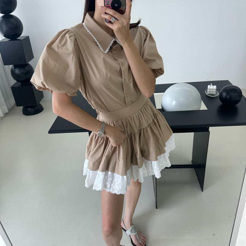 MABEL-Q直郵韓國代購㊣女裝新款人氣休閑熱賣25春夏襯衫蕾絲衫SOUIT by mabel-Q襯衫/蕾絲衫