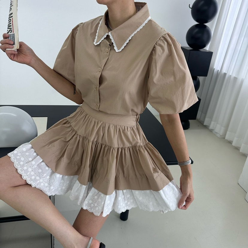 MABEL-Q直郵韓國代購㊣女裝新款人氣休閑熱賣時尚25春夏短裙SOUIT by mabel-Q短裙