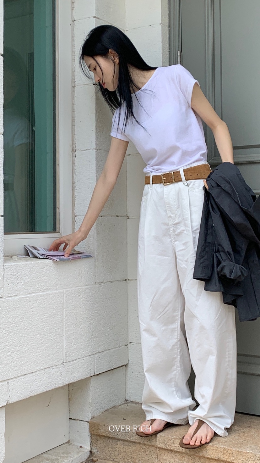 OVER RICH直郵韓國代購㊣女裝新品時尚熱賣人氣25春夏休閑褲OVER RICH休閑褲