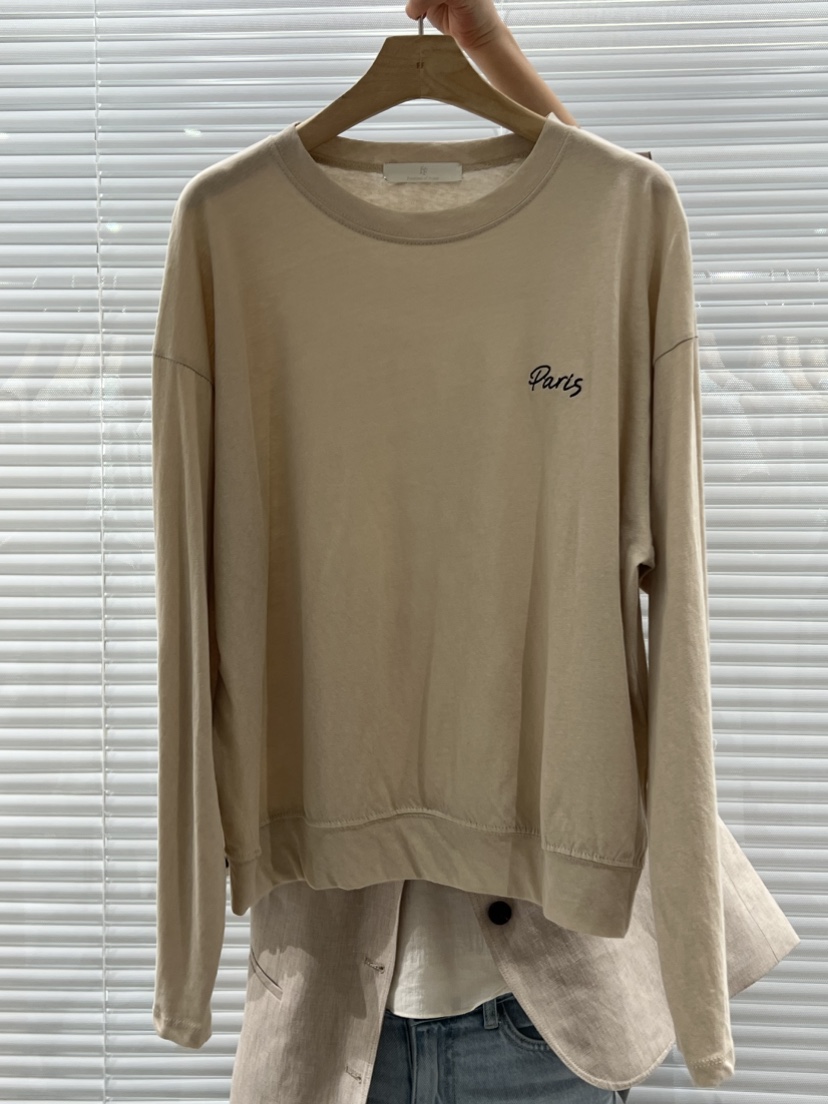 FF韓國直郵㊣東大門實拍女裝新款時尚推薦25春夏長袖T恤刺繡FF/SUNDAY長袖T恤圖色3