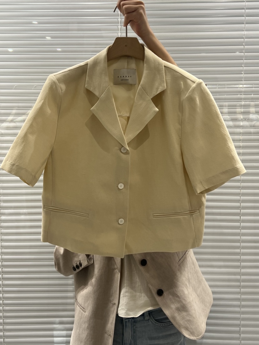 FF直郵韓國代購㊣女裝新品休閑推薦人氣25春夏時尚夾克亞麻FF/SUNDAY夾克圖色3