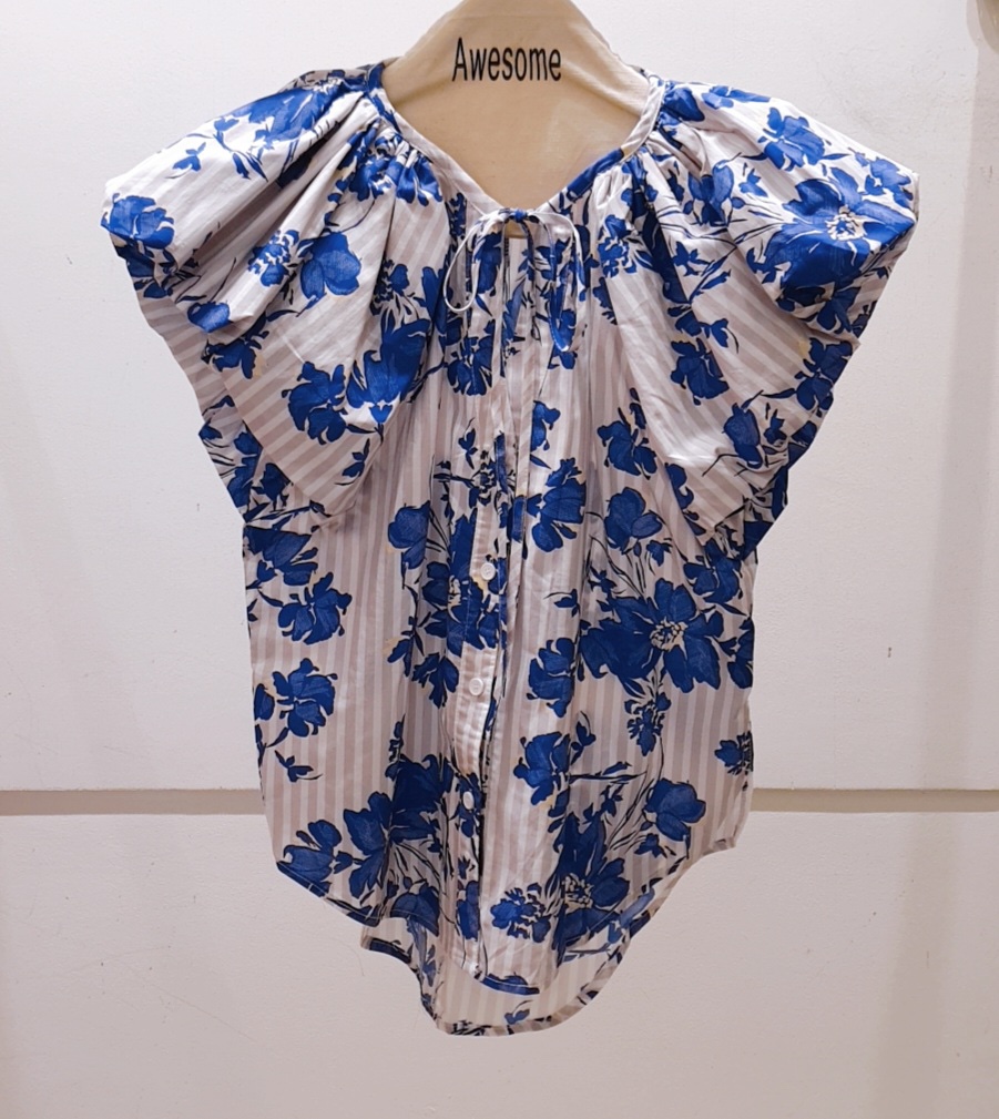 AWESOME-P直郵韓國代購㊣女裝新品25春夏襯衫蕾絲衫泡泡袖AWESOME-P襯衫/蕾絲衫圖色1