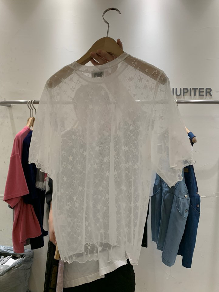 JUPITER韓國㊣直郵東大門代購女裝新款時尚25春夏襯衫蕾絲衫透視JUPITER襯衫/蕾絲衫