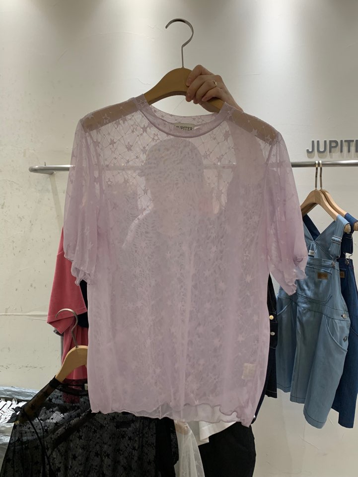 JUPITER韓國㊣直郵東大門代購女裝新款時尚25春夏襯衫蕾絲衫透視JUPITER襯衫/蕾絲衫圖色2