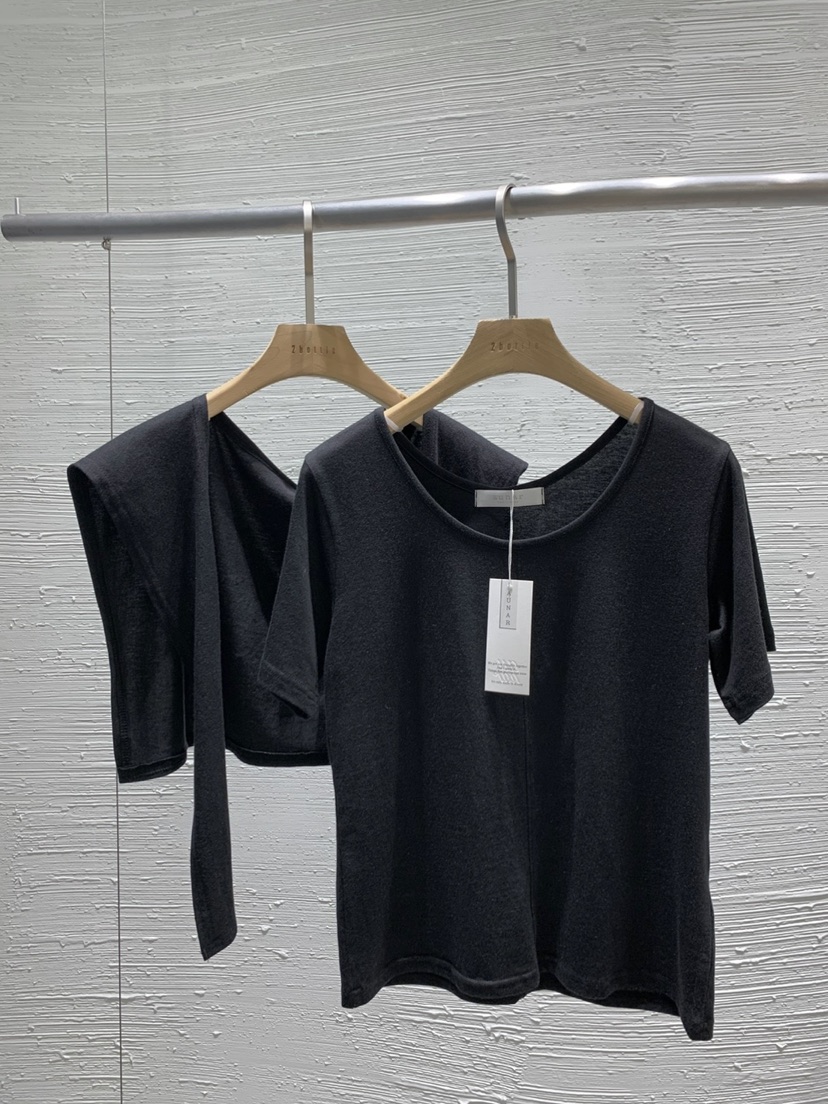 2BOTTLE韓國㊣直郵東大門代購女裝新品熱賣時尚休閑T恤披肩2BOTTLET恤