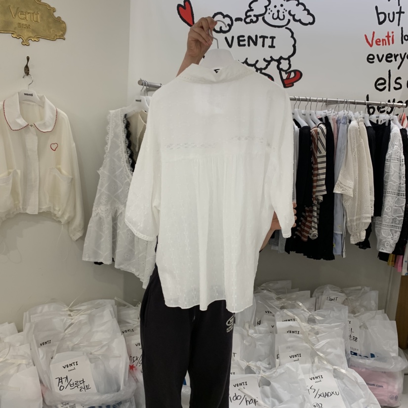 VENTI韓國直郵㊣女裝新款時尚休閑人氣25春夏推薦襯衫蕾絲衫VENTI襯衫/蕾絲衫
