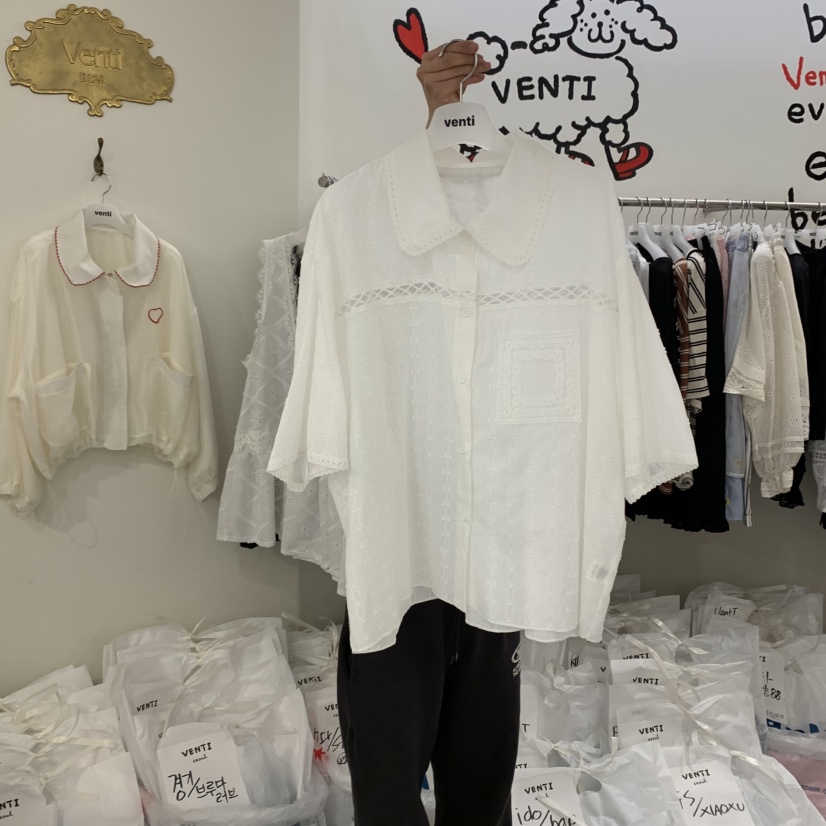 VENTI韓國直郵㊣女裝新款時尚休閑人氣25春夏推薦襯衫蕾絲衫VENTI襯衫/蕾絲衫圖色1
