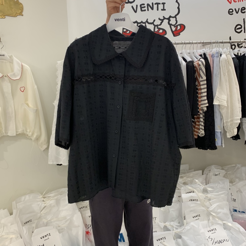 VENTI韓國直郵㊣女裝新款時尚休閑人氣25春夏推薦襯衫蕾絲衫VENTI襯衫/蕾絲衫圖色2
