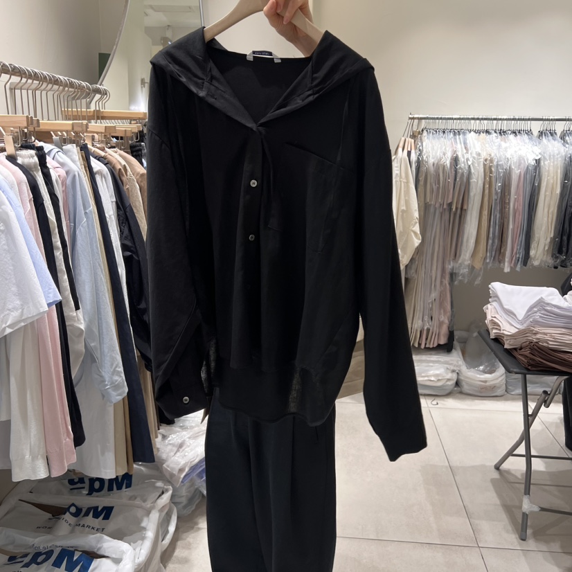 NAVYBURST韓國㊣直郵東大門代購女裝新品時尚襯衫蕾絲衫兜帽亞麻NAVY BURST襯衫/蕾絲衫圖色3