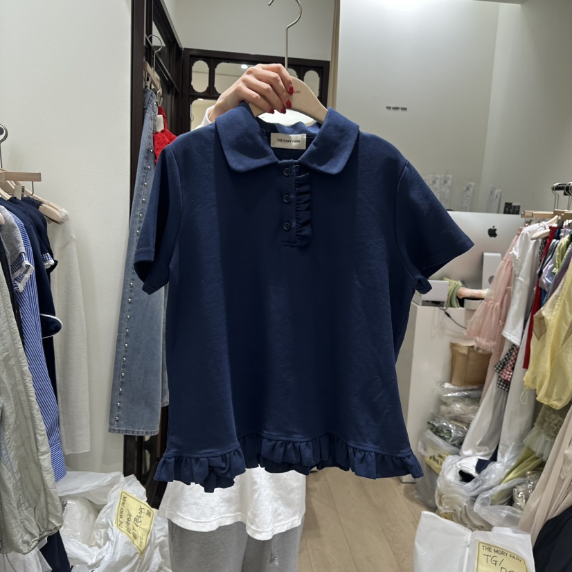THEMORYPARK韓國㊣直郵東大門代購女裝新品25春夏T恤荷葉邊THE MORY PARKT恤圖色2