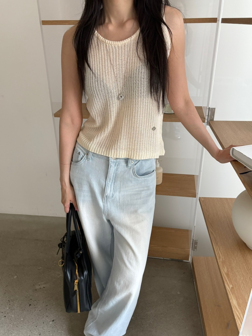 Verbena直郵韓國代購㊣女裝新款時尚熱賣25春夏吊帶背心亞麻紐扣Verbena吊帶/背心