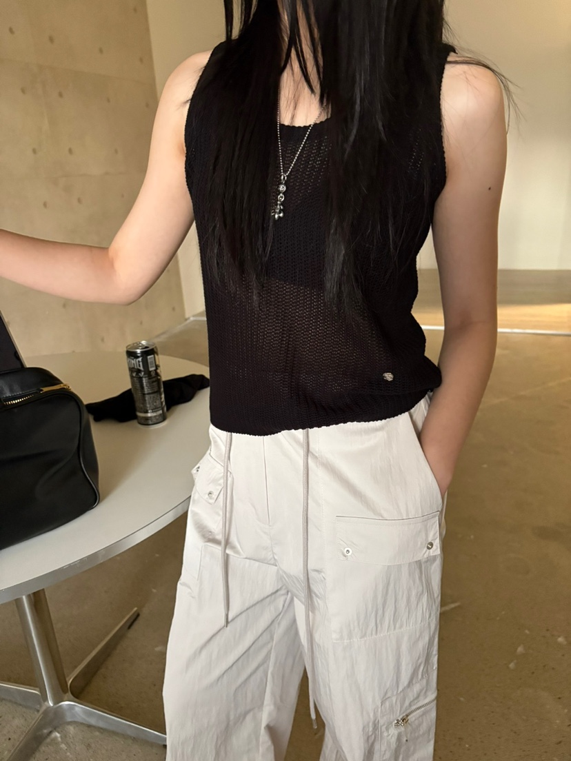 Verbena直郵韓國代購㊣女裝新款時尚熱賣25春夏吊帶背心亞麻紐扣Verbena吊帶/背心