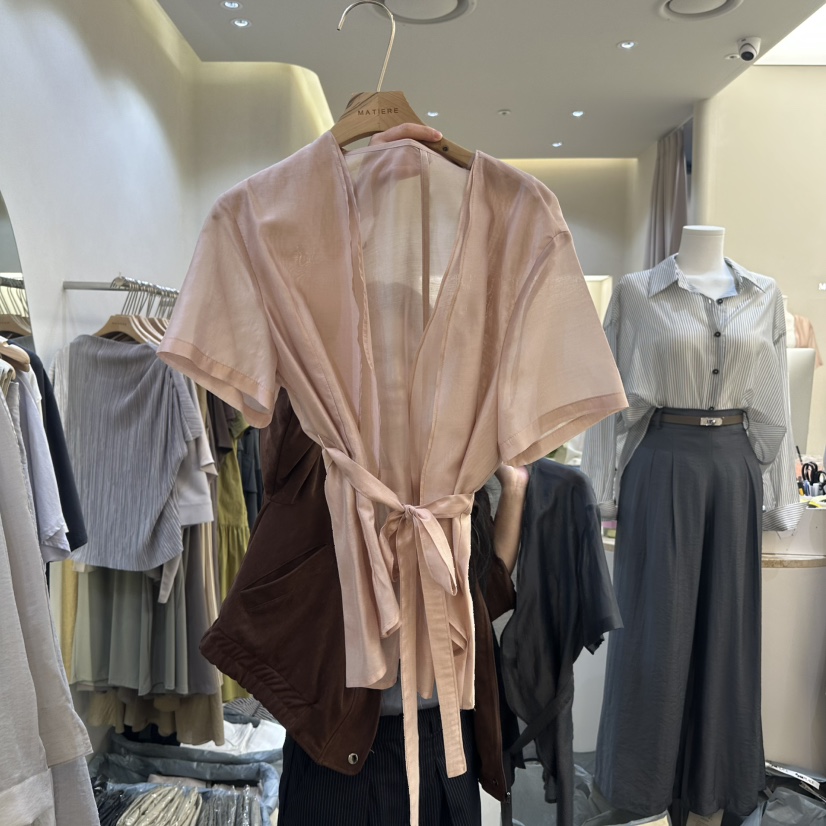 MATIERE直郵韓國代購㊣女裝新品時尚熱賣休閑25春夏夾克含腰帶MATIERE夾克圖色1