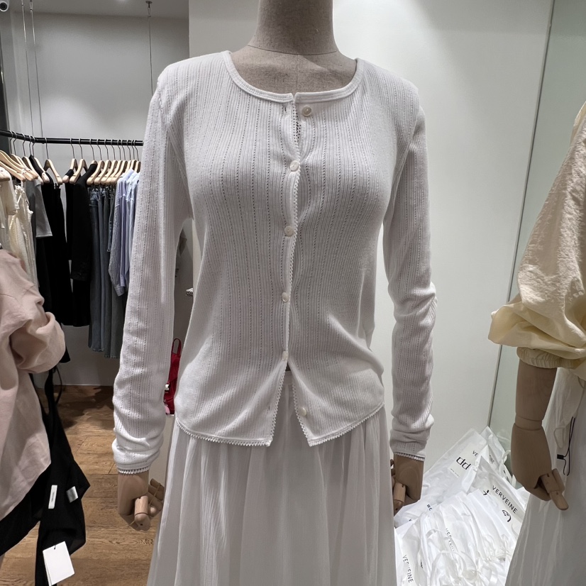 VERVEINE韓國㊣直郵東大門代購女裝新款25春夏針織衫蕾絲開衫VERVEINE針織衫圖色1