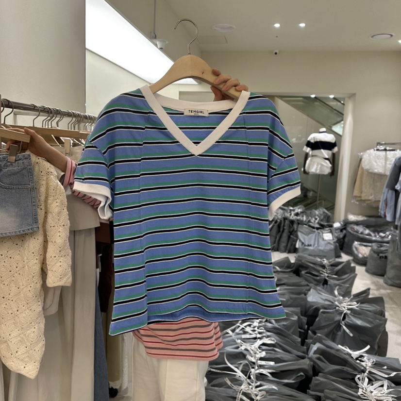 TOMGIRL韓國直郵㊣女裝新品熱賣推薦25春夏休閑時尚人氣T恤TOMGIRLT恤圖色1