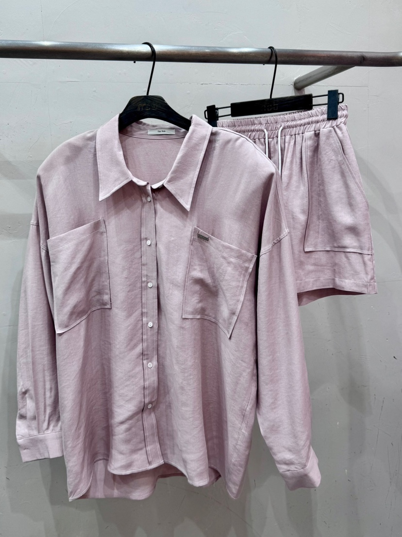 NOB韓國直郵㊣東大門實拍女裝新品推薦25春夏套裝兩件套亞麻AMOEBA套裝圖色2