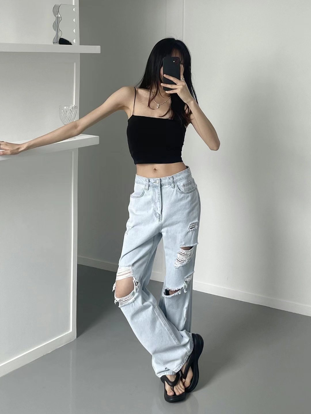 DOUBLEM東大門實拍女士新品熱賣休閑時尚人氣真品25春夏牛仔褲DOUBLEM牛仔褲