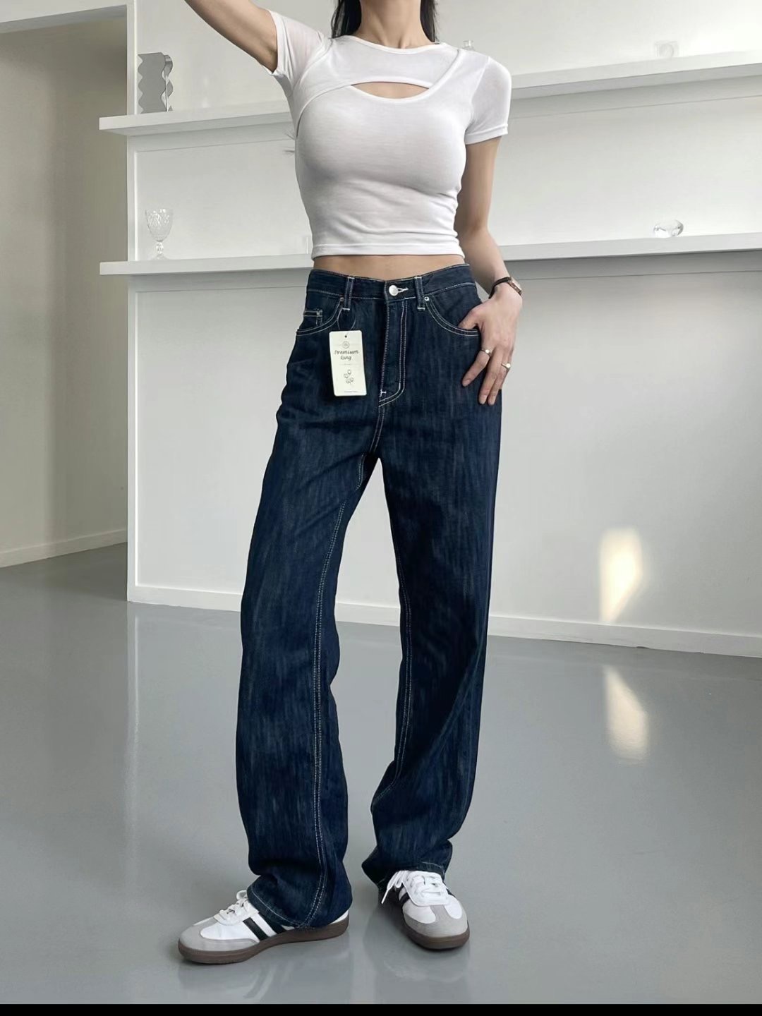DOUBLEM韓國直郵女士新品職業人氣真品25春夏熱賣時尚牛仔褲DOUBLEM牛仔褲