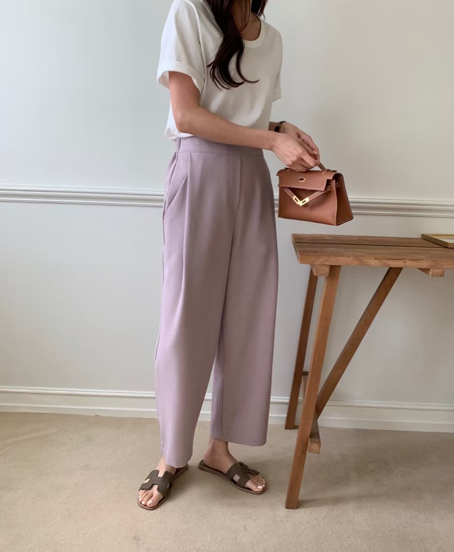 LUCKY ROOM韓國直郵女裝新款職業熱賣25春夏時尚休閑休閑褲LUCKY ROOM休閑褲