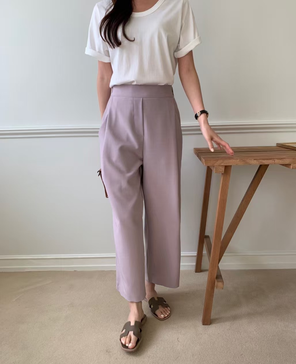 LUCKY ROOM韓國直郵女裝新款職業熱賣25春夏時尚休閑休閑褲LUCKY ROOM休閑褲