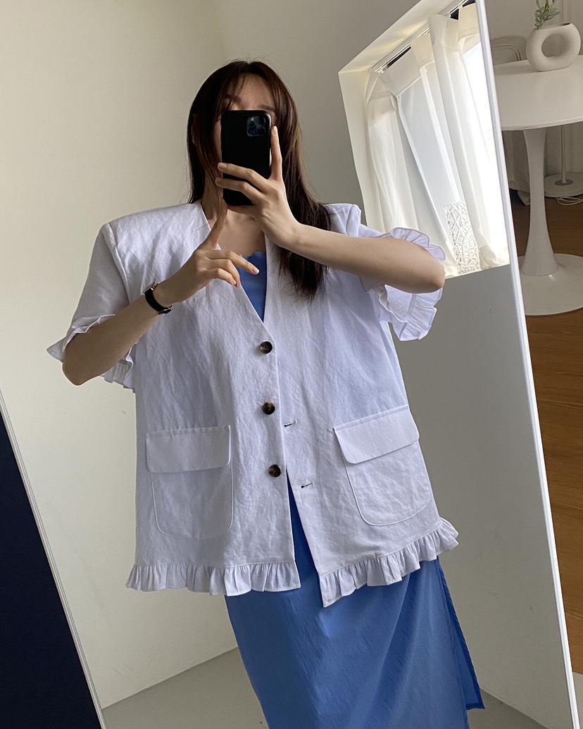 JENNIE東大門代購女士新款人氣推薦休閑職業25春夏夾克亞麻JENNIE/VENEFIT夾克