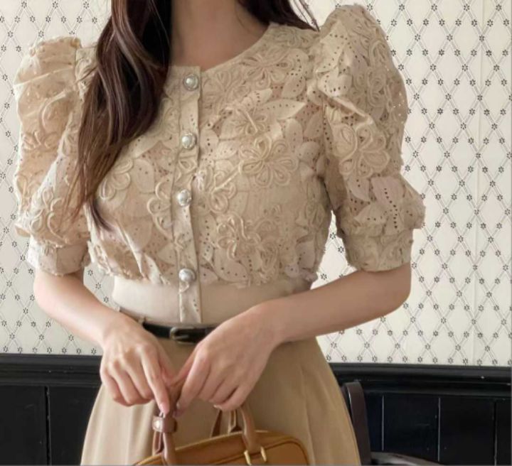 FEMME東大門代購女裝新款熱賣推薦人氣真品時尚襯衫蕾絲衫開衫FEMME襯衫/蕾絲衫圖色1