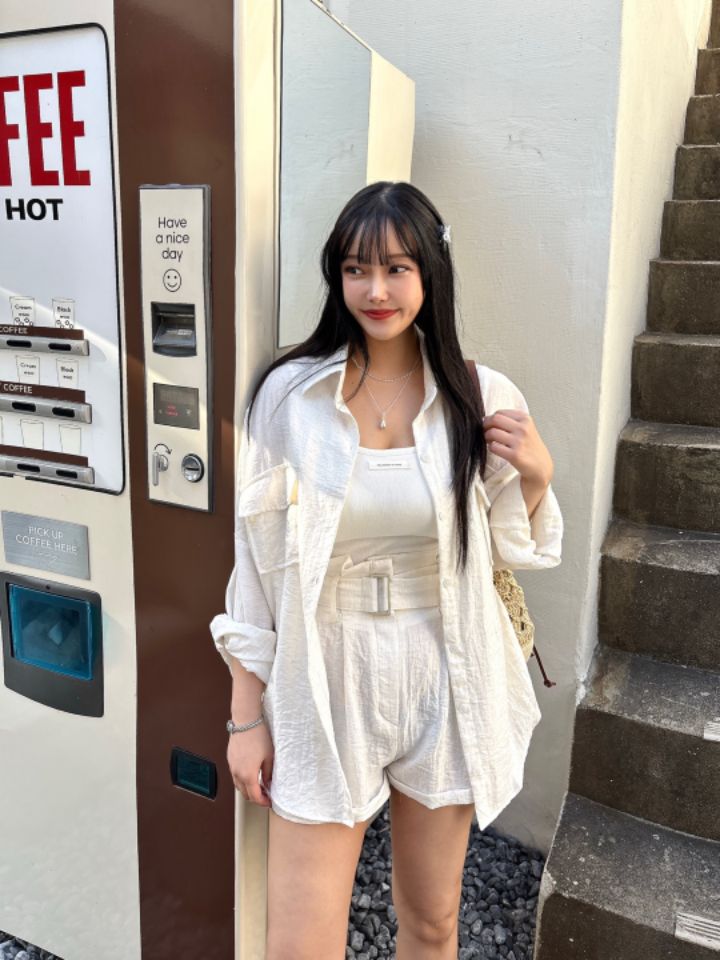 mars東大門實拍女裝新款推薦真品休閑時尚25春夏短褲含腰帶亞麻mars短褲