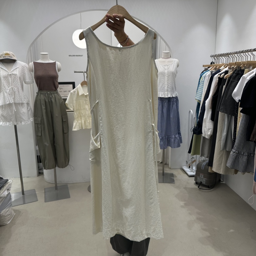 GOLDEN MARKET韓國代購女士新品真品熱賣推薦25春夏連衣裙褶皺GOLDEN MARKET連衣裙