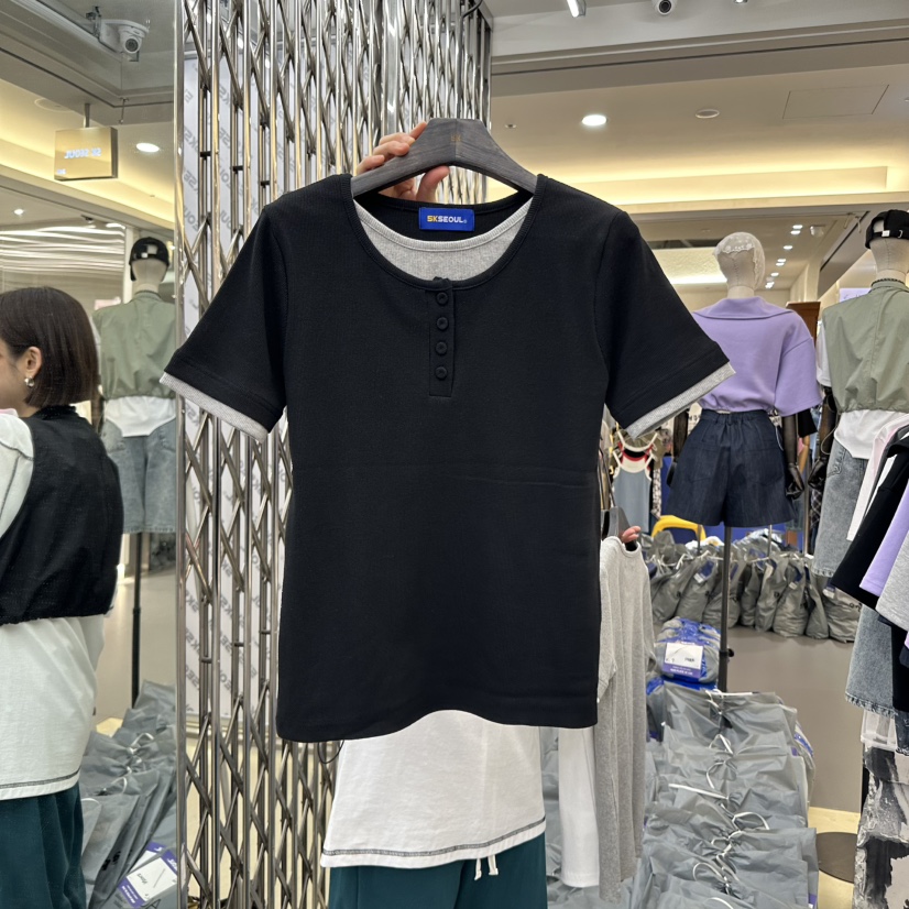 5K韓國代購女裝新品熱賣休閑職業25春夏真品人氣推薦時尚T恤5KT恤圖色3