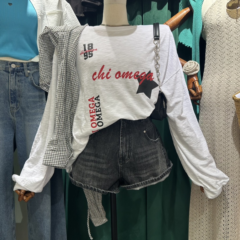 3COLOR韓國代購女士新品熱賣長袖T恤Three color長袖T恤圖色2